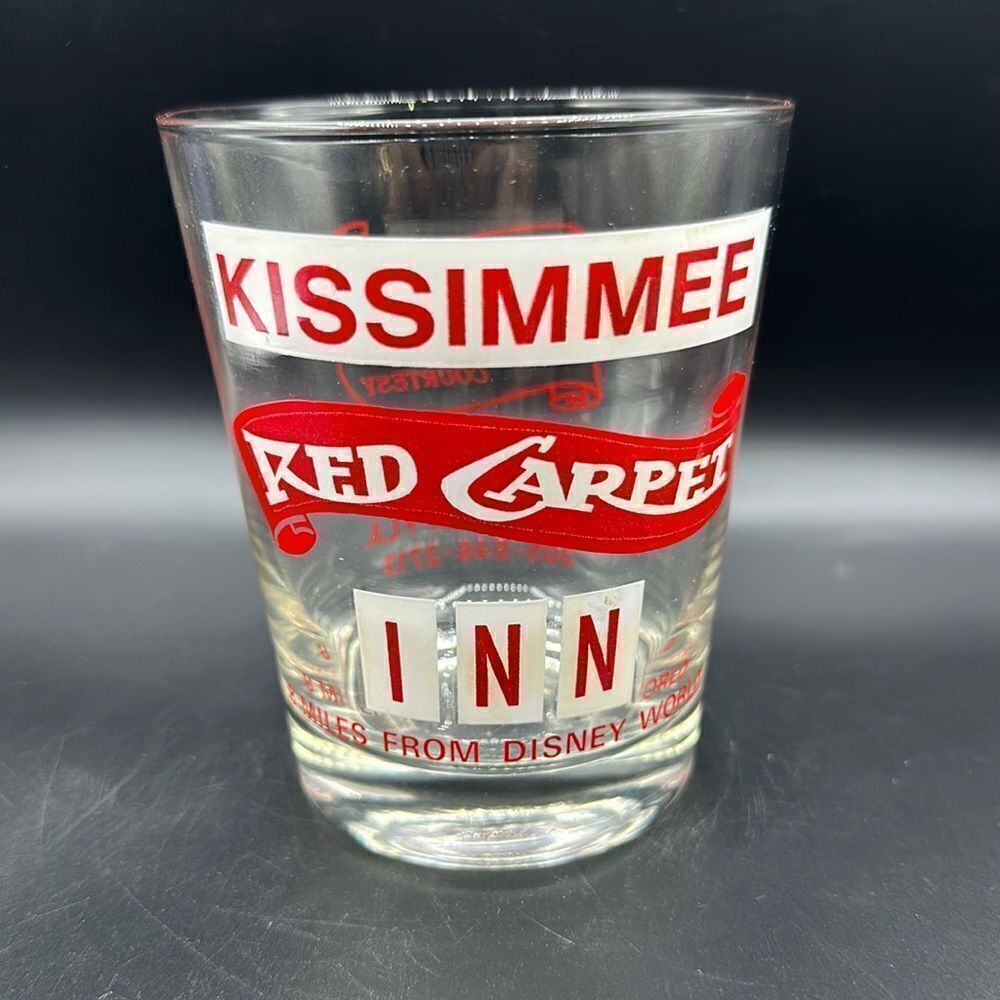 1970s Red Carpet Walt Disney World Hotel Kissimmee FL Whiskey Rocks Glass